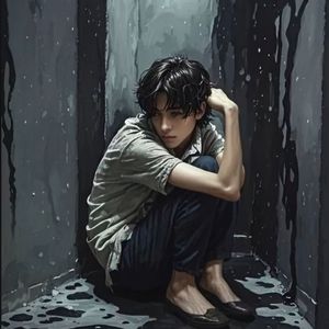 男人唯一能依靠的只有冰冷的墙