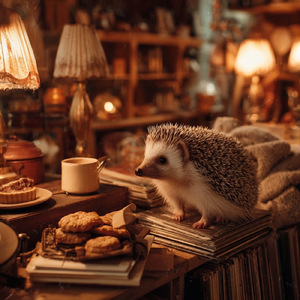 Buttercream Hedgehog Rainy Record Shop
