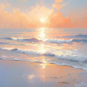 落日轻吻银光海