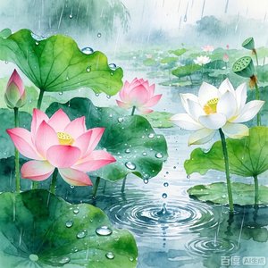 《闲听骤雨打新荷》