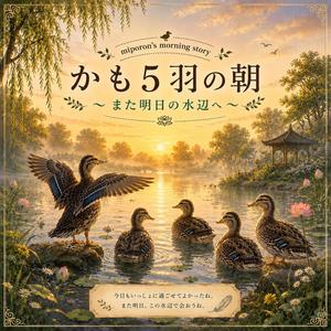 かも5羽の朝 〜また明日の水辺へ〜