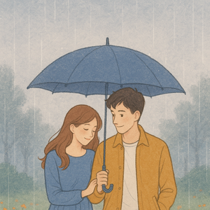 细雨中的浪漫相伴
