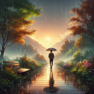 Walking Enjoying the Scenery And Rain 1