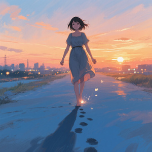 朝焼けの空 まだ眠る街