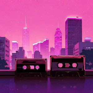 夢色に染まるネオン街の夜空