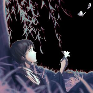 月，蝴蝶，塑料花