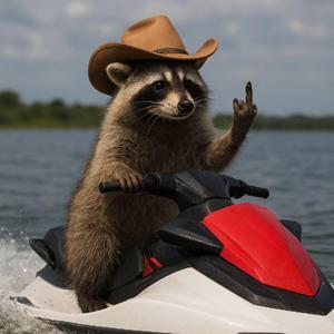 Raccoon On A Jetski