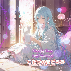 こたつのまどろみ 冬の室内と猫とやさしい灯り