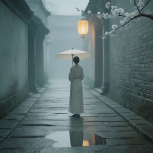 青灰雨巷