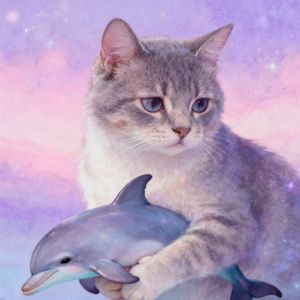 想抱海豚的猫