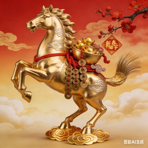 金马踏春福运来