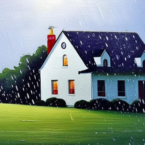 雨の日の家