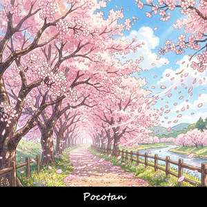 満開の桜並木を抜ける心地よい風