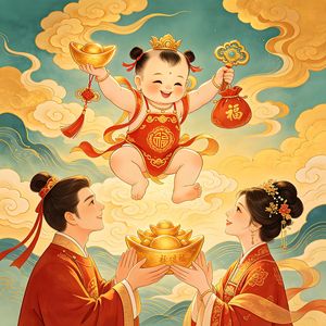 善财童子送福来