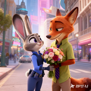 狐狸尼克和兔子警官朱迪信任的合作伙伴深情的灵魂伴侣