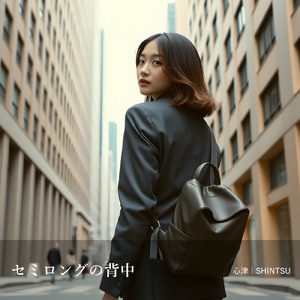 セミロングの背中