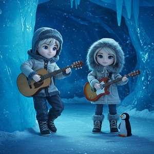 青い輝きと洞窟のギターロック