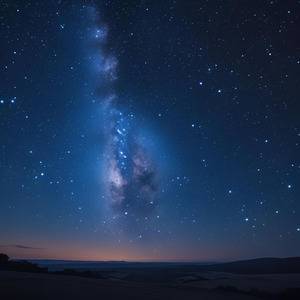 静かな夜にきらめく星、夜空。