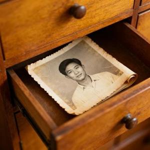 櫃裡面褪色舊合照
