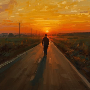 夕日にむかって