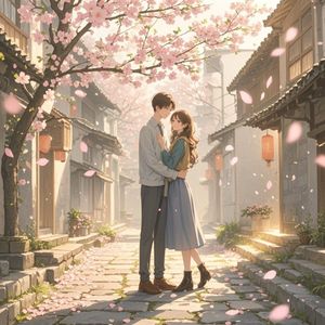 樱花落肩头
