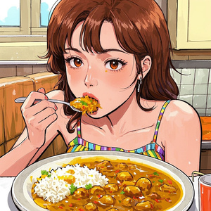 カレーを吹き出す。
