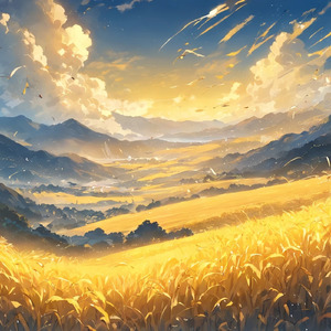 日差しの中で揺れる草原