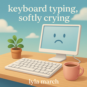 keyboard typing, softly crying