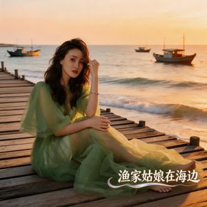 渔家姑娘在海边