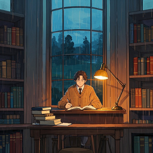 Tranquil Late-Night Library