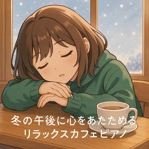 雪のカフェに流れるピアノの香り