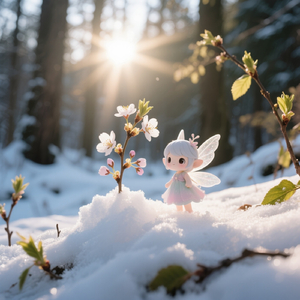 雪の妖精と春の花