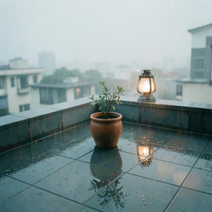 檐下听雨