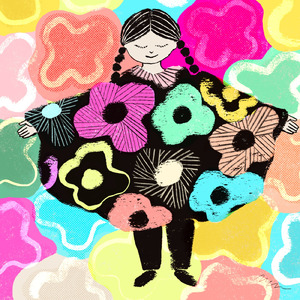 花柄のポンチョ