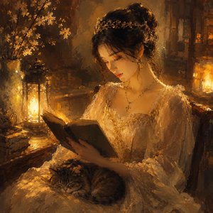 The Duchess Reads by Lantern Light