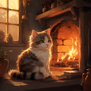 Nana Del Gato Junto A La Chimenea