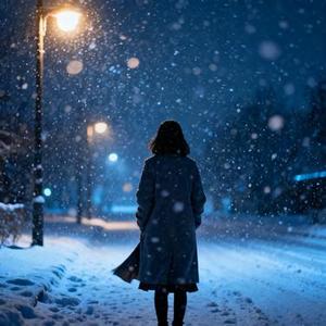 行走在冬夜的冷风中