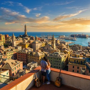 Sotto il cielo blu di Genova