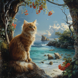 Escape Relajante De Los Gatos En La Melodía De La Corriente