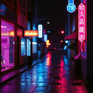 雨上がりのネオンに溶けていく夜