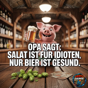 Opa sagt Salat ist für Idioten, nur Bier ist gesund