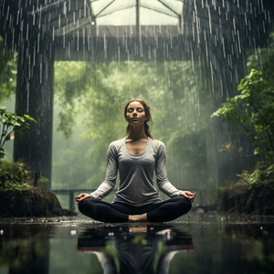 Bienestar Calmo De Yoga Bajo La Lluvia