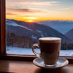 冬の朝、暖かいコーヒーと一緒に