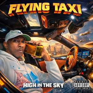 Flying taxi high in the sky