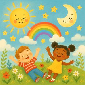 Kinder spielen am Ufer