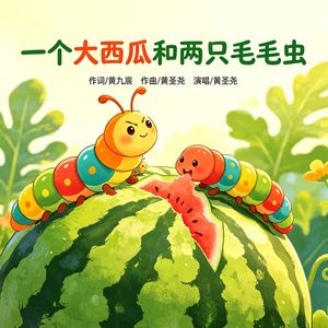 一个大西瓜和两只毛毛虫