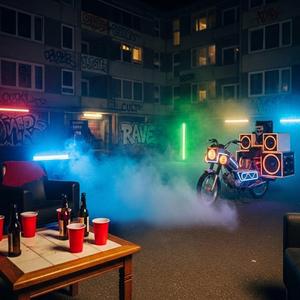 Fliesentisch und Plastikbecher