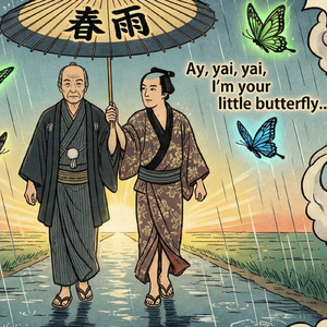 桜痴蝶舞春雨傘