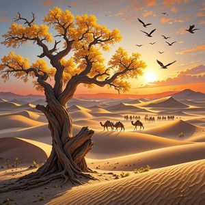 黄沙与胡杨_一和居士