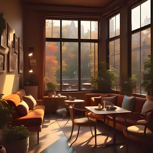 心地よい音楽が流れるカフェ